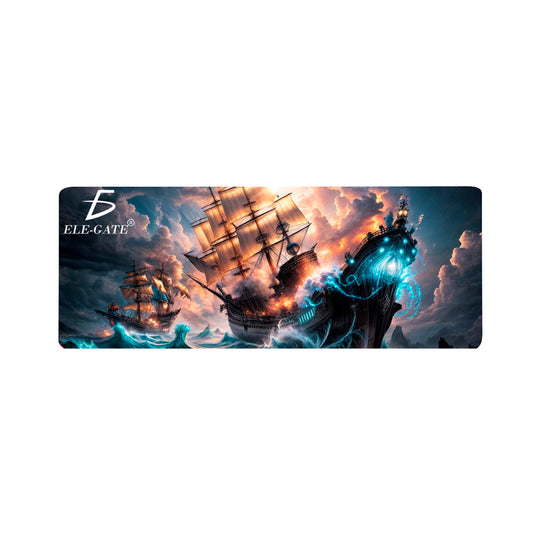 Mouse pad gamer con estampado de barcos piratas