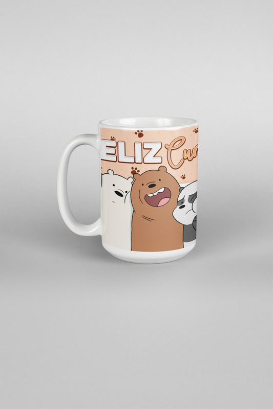 Taza 11oz Osos Escandalosos Feliz Cumple Editable